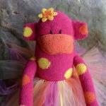Sock Monkey Doll, Handmade Sock Monkey, Pink Sock..