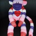 Sock Monkey Doll, Handmade Sock Monkey, Pink Sock..