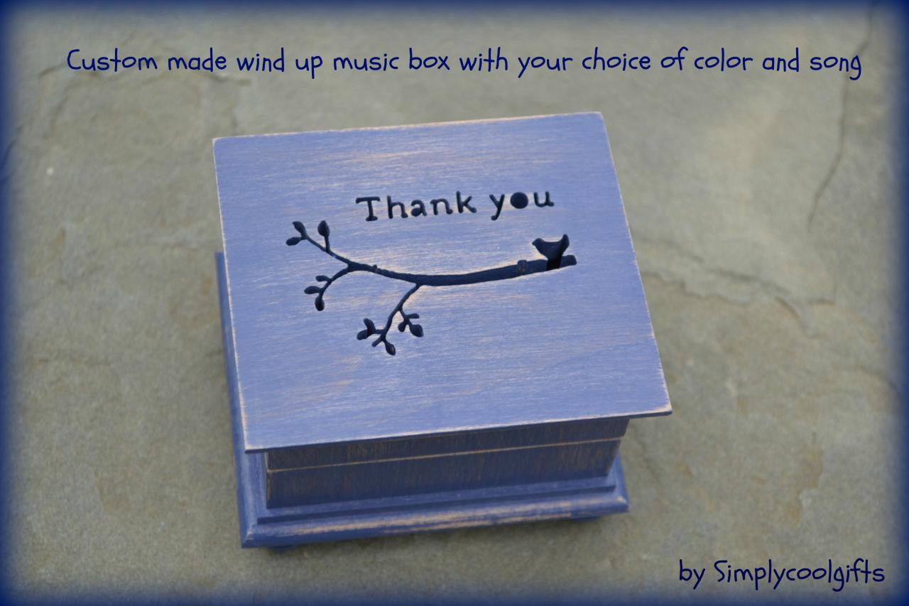 Music Box, Wooden Music Box, Thank You, Thank You Gift, Custom Made Music Box, Personalized Music Box